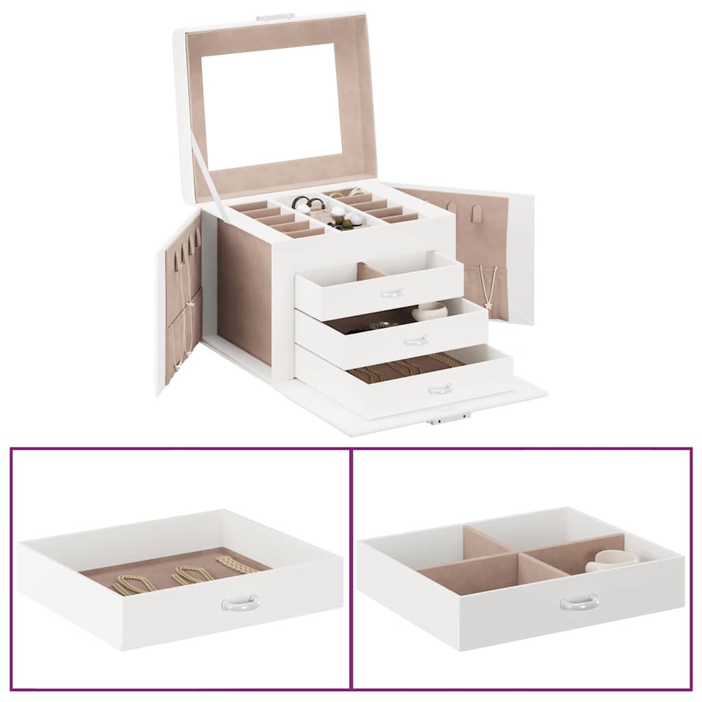 Vidaxx Schmuckkästchen 4-lagig verspiegelt abschließbar 22,5x17,5x16,5 cm weiß