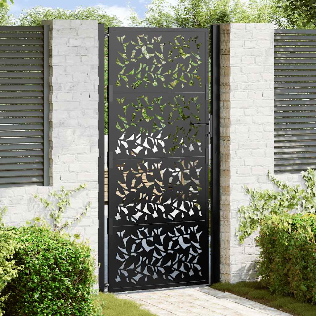 Vidaxxl Tor mit Flügeldesign 100x200 cm Stahl schwarz