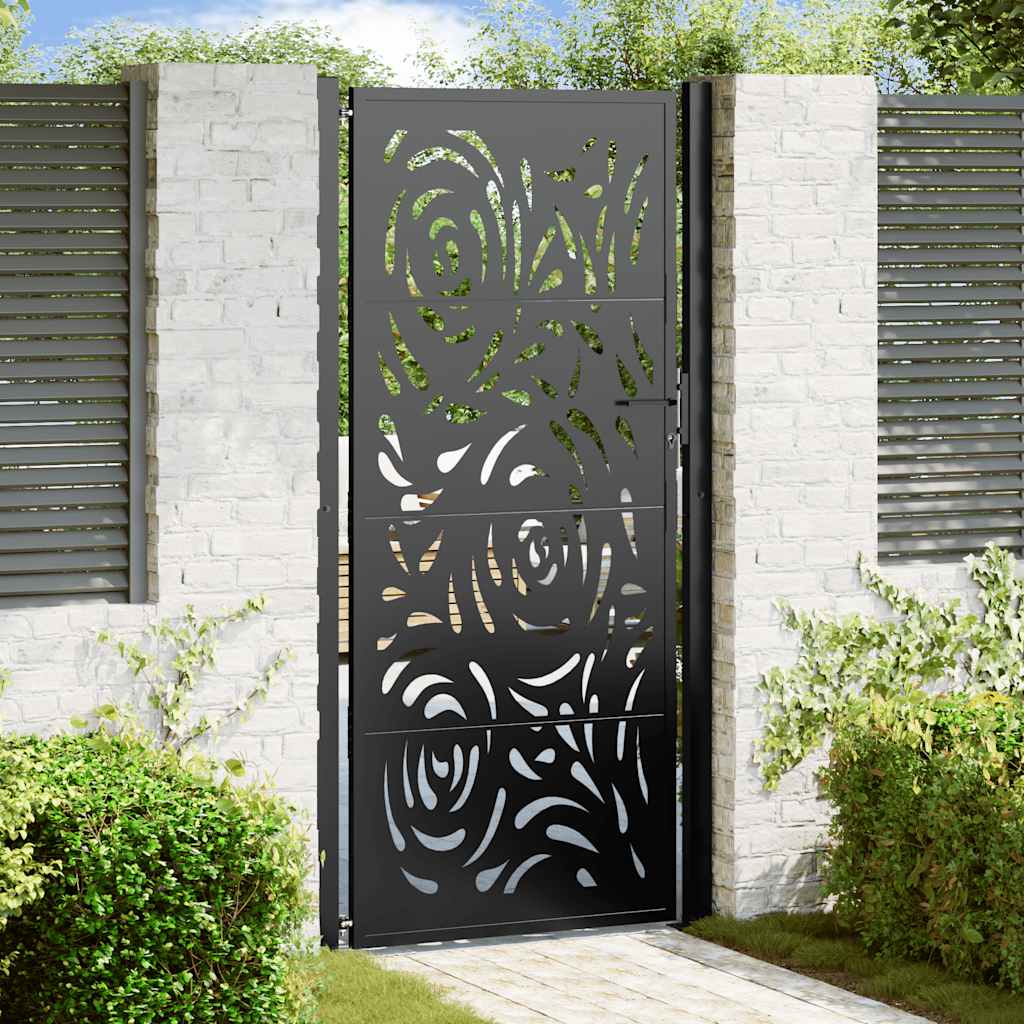 Vidaxxl Tor mit Flammendesign 100x200 cm Stahl schwarz