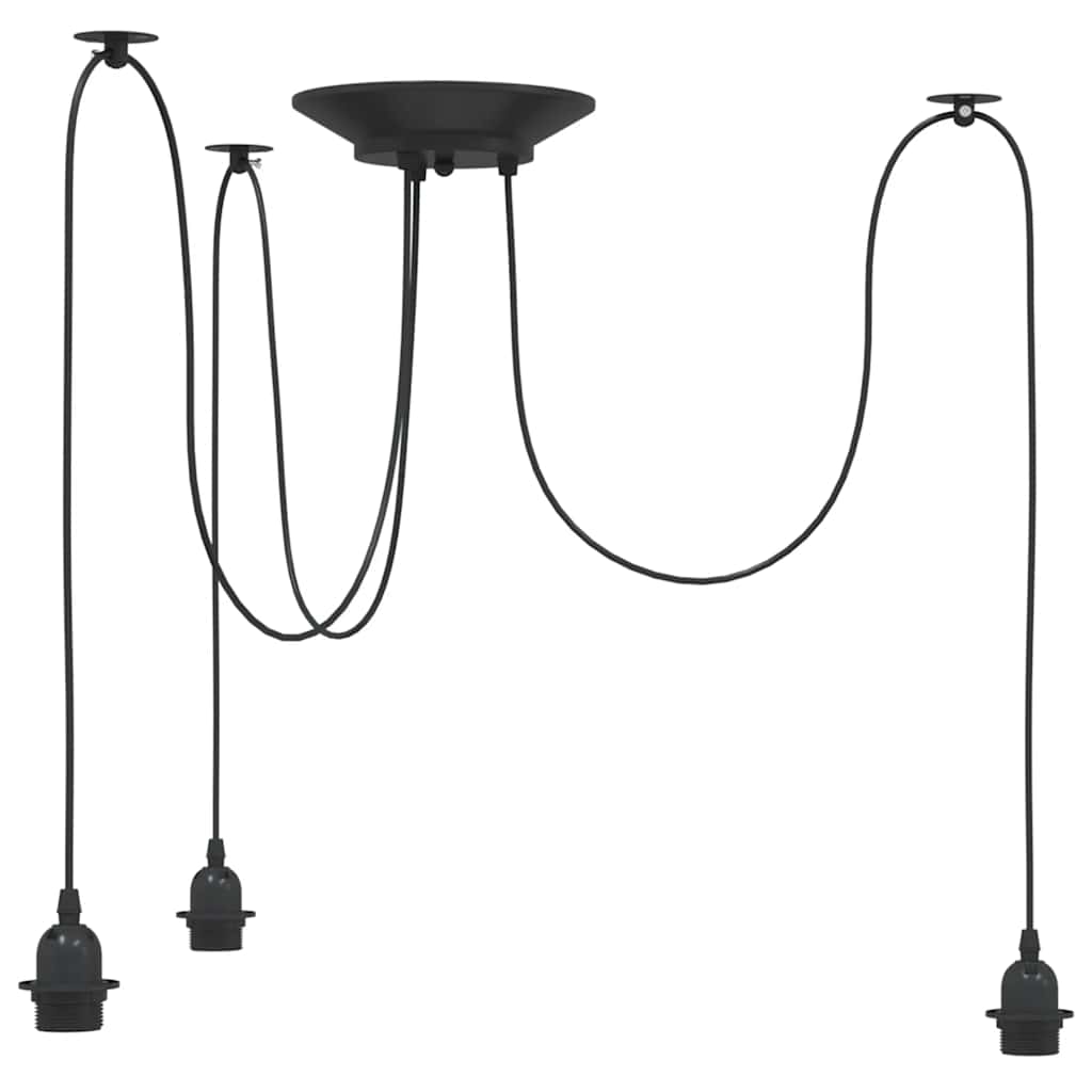 VidaXL Hängelampe mit 3 Lampenfassungen E27 Metall schwarz