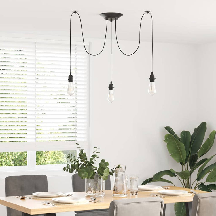 VidaXL Hängelampe mit 3 Lampenfassungen E27 Metall schwarz