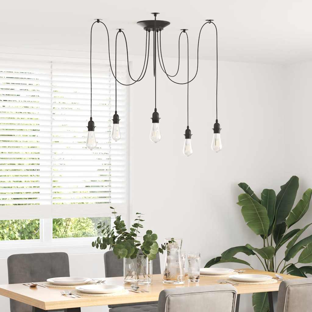 VidaXL Hängelampe mit 5 Lampenfassungen E27 Metall schwarz