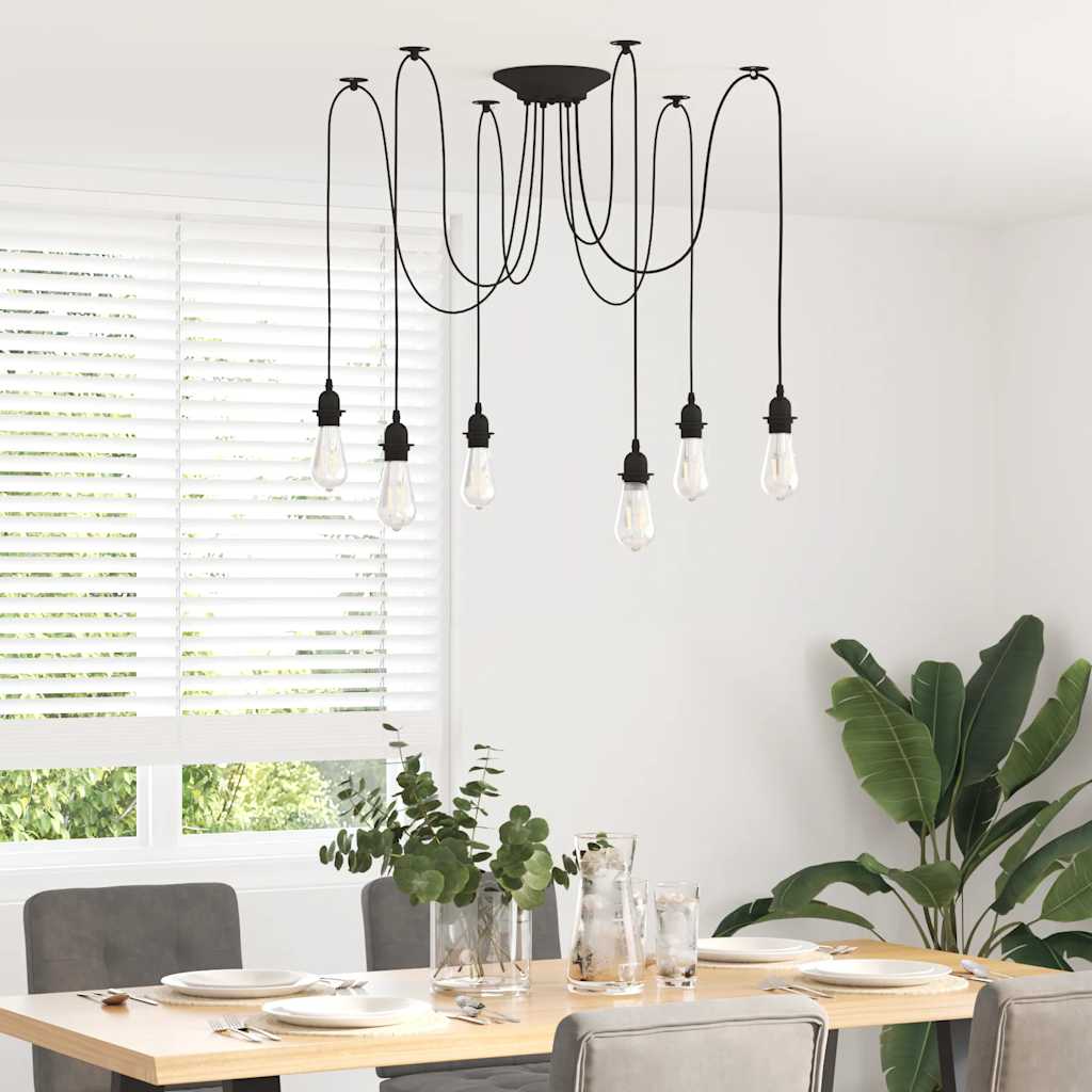 VidaXL Hängelampe mit 6 Lampenfassungen E27 Metall schwarz