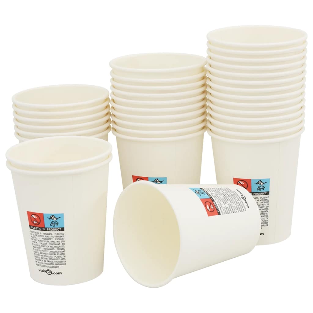 Vidaxl Paper Coffee Tassen 1000 Stcs 8oz 200 ml Weiß