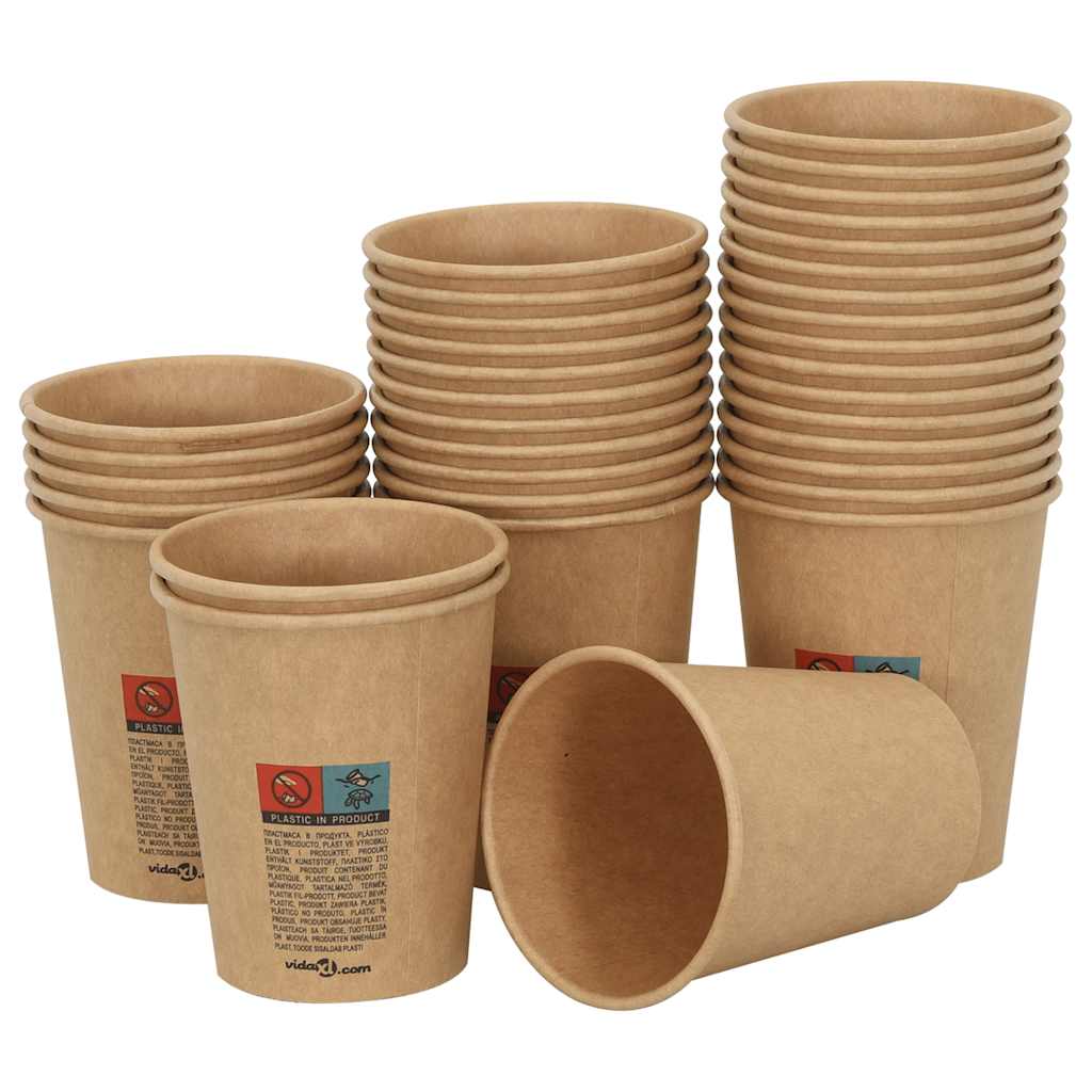 Vidaxl -Papierkaffeetassen 1000 Stcs 8oz 200 ml Braun