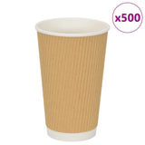Vidaxl Papier Kaffeetassen 500 St 16oz 400 ml Braun - afbeelding 1