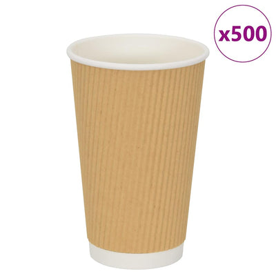 Vidaxl Papier Kaffeetassen 500 St 16oz 400 ml Braun