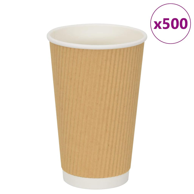 Vidaxl Papier Kaffeetassen 500 St 16oz 400 ml Braun
