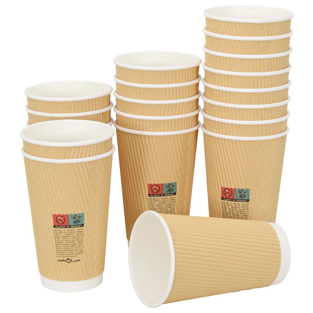Vidaxl Papier Kaffeetassen 500 St 16oz 400 ml Braun