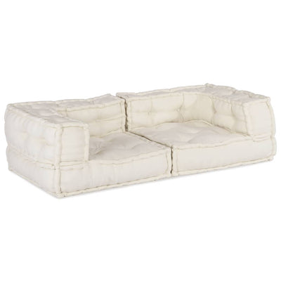 VidaXL 2-Sitzer-Modulsofa 140x70x36 cremefarbener Stoff
