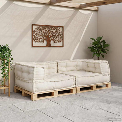 VidaXL 2-Sitzer-Modulsofa 140x70x36 cremefarbener Stoff