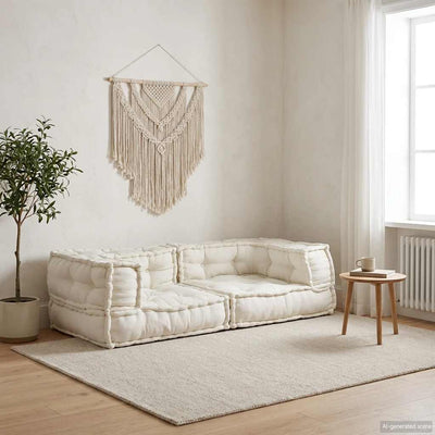 VidaXL 2-Sitzer-Modulsofa 140x70x36 cremefarbener Stoff