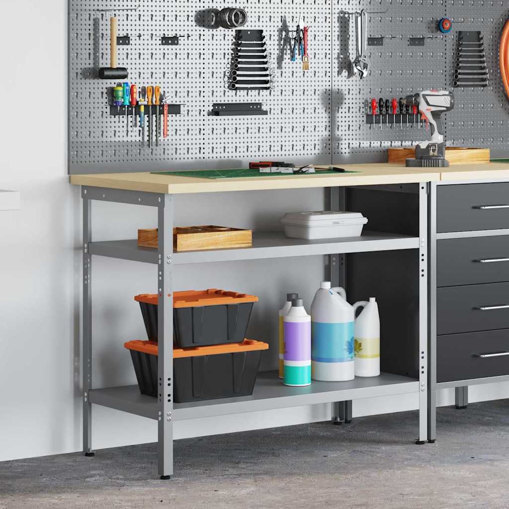 Vidaxxl Arbeitstisch mit Ablage grau 100 x 55 x 85 cm pulverbeschichteter Stahl