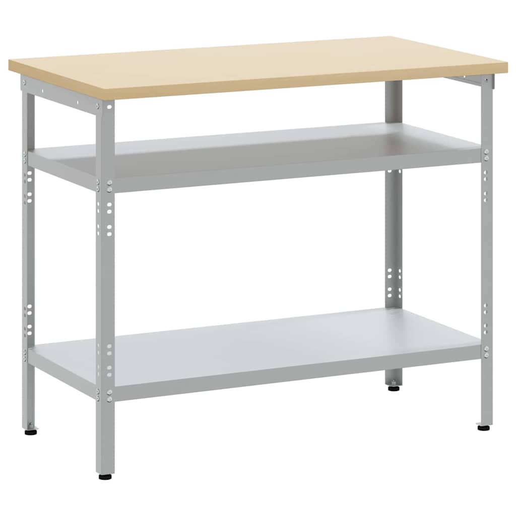Vidaxxl Arbeitstisch mit Ablage grau 100 x 55 x 85 cm pulverbeschichteter Stahl