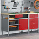 Vidaxxl Werkbank mit Schublade mit Ablage rot und grau 100 x 55 x 85 cm