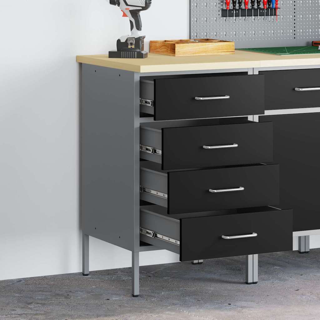 Vidaxxl Werkbank mit Schublade mit Stauraum Schwarz und Grau 50 x 55 x 85 cm