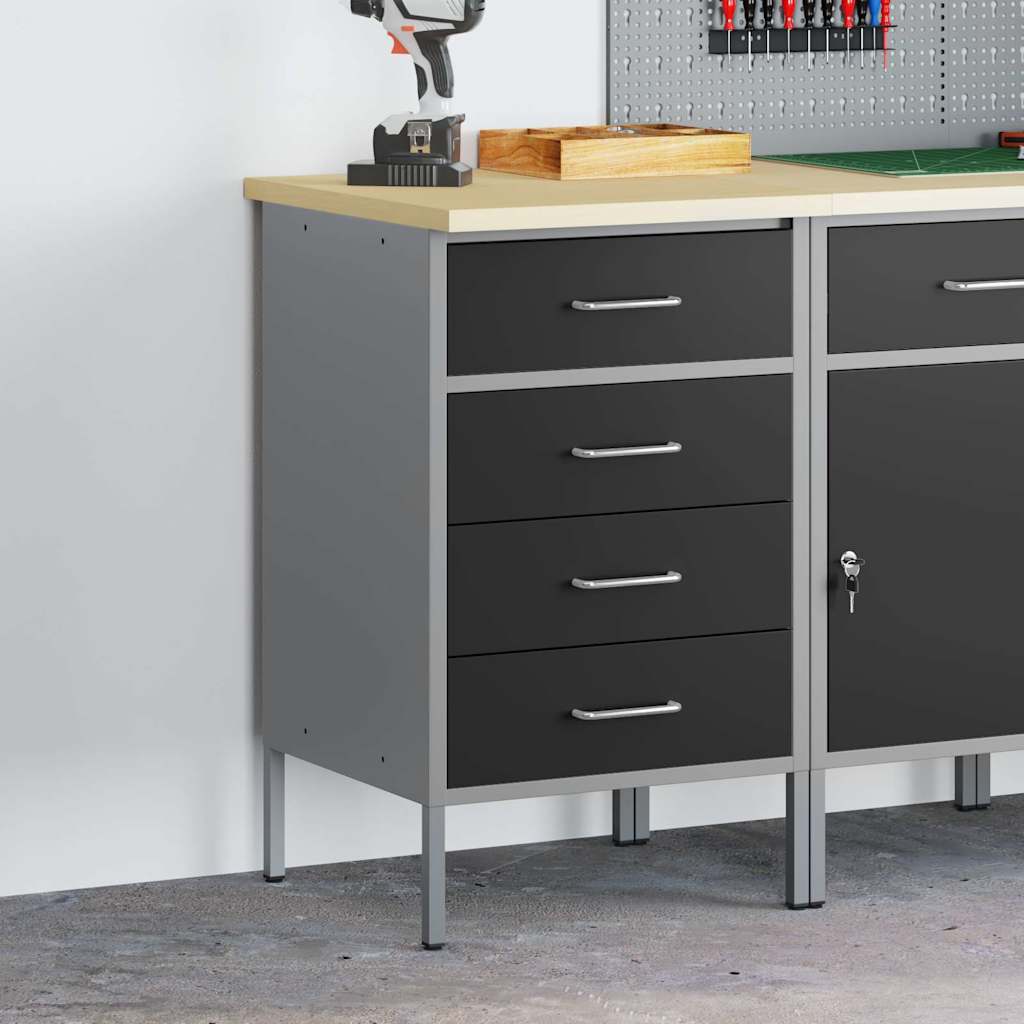 Vidaxxl Werkbank mit Schublade mit Stauraum Schwarz und Grau 50 x 55 x 85 cm