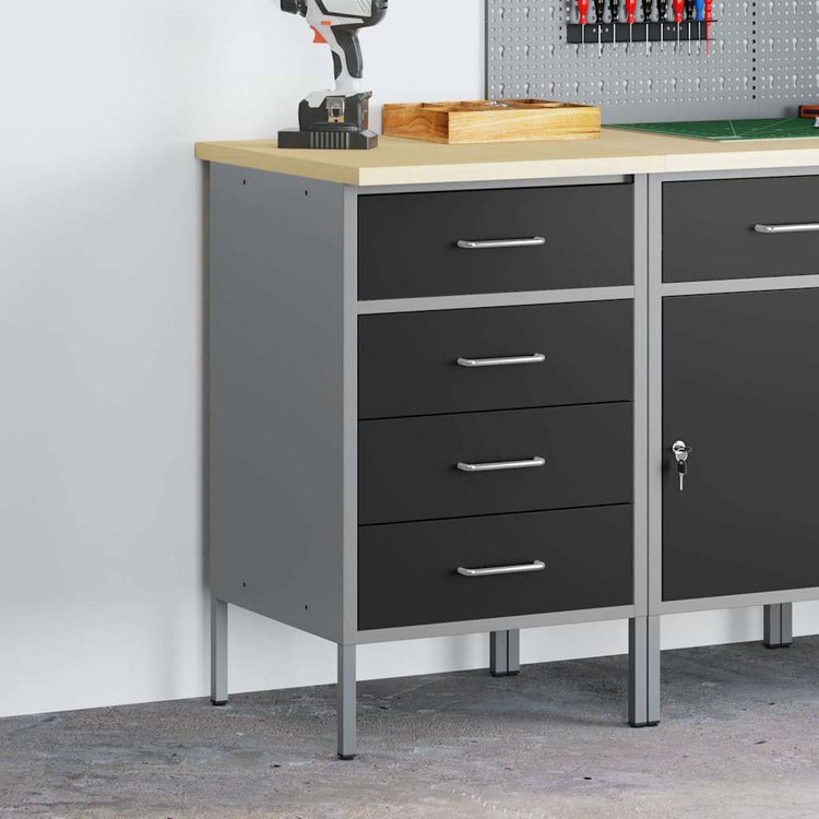 Vidaxxl Werkbank mit Schublade mit Stauraum Schwarz und Grau 50 x 55 x 85 cm