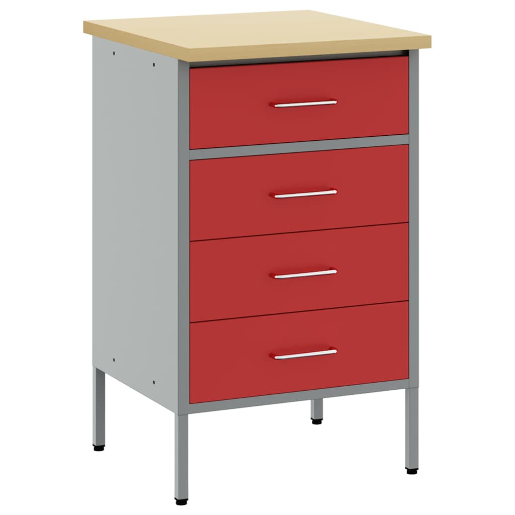 VidaXL Werkbank Rot und Grau 50 x 55 x 85 cm, Holzwerkstoff und Stahl