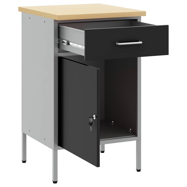 Vidaxxl Werkbank mit Schublade mit Stauraum Schwarz und Grau 50 x 55 x 85 cm