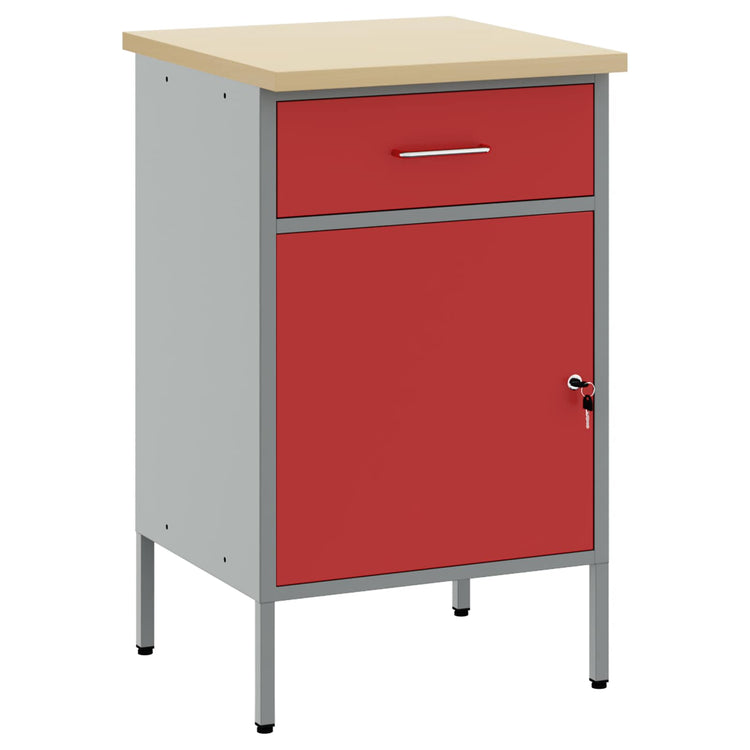 VidaXL Werkbank Rot und Grau 50 x 55 x 85 cm, Holzwerkstoff und Stahl