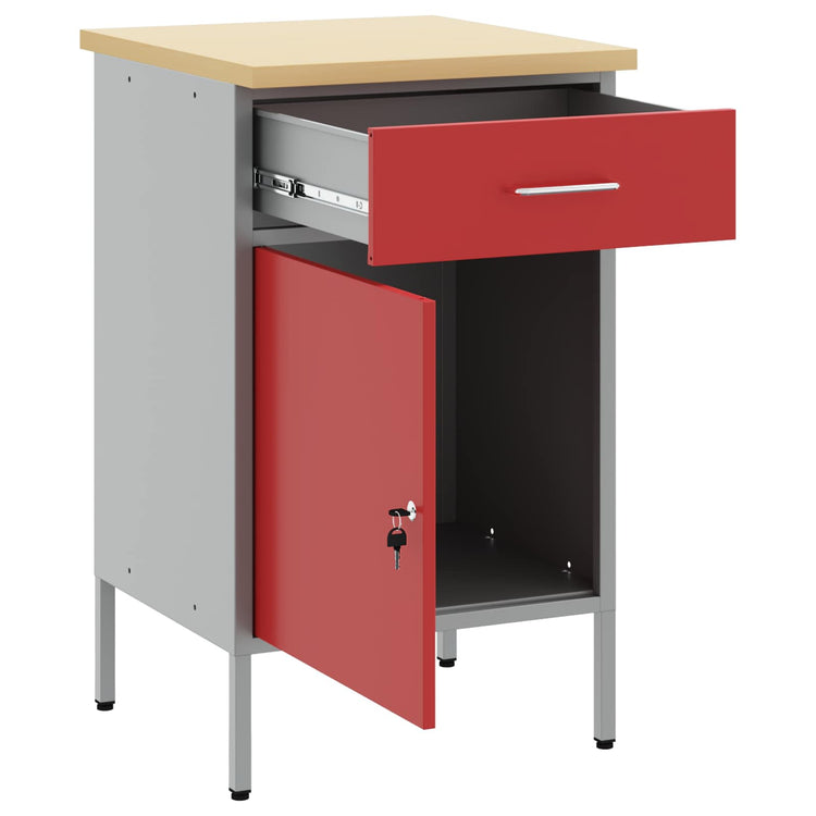 VidaXL Werkbank Rot und Grau 50 x 55 x 85 cm, Holzwerkstoff und Stahl