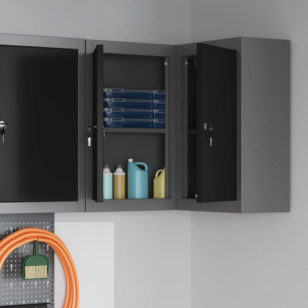 Vidaxxl Werkzeugschrank mit Regal schwarz und grau 55 x 55 x 55 cm