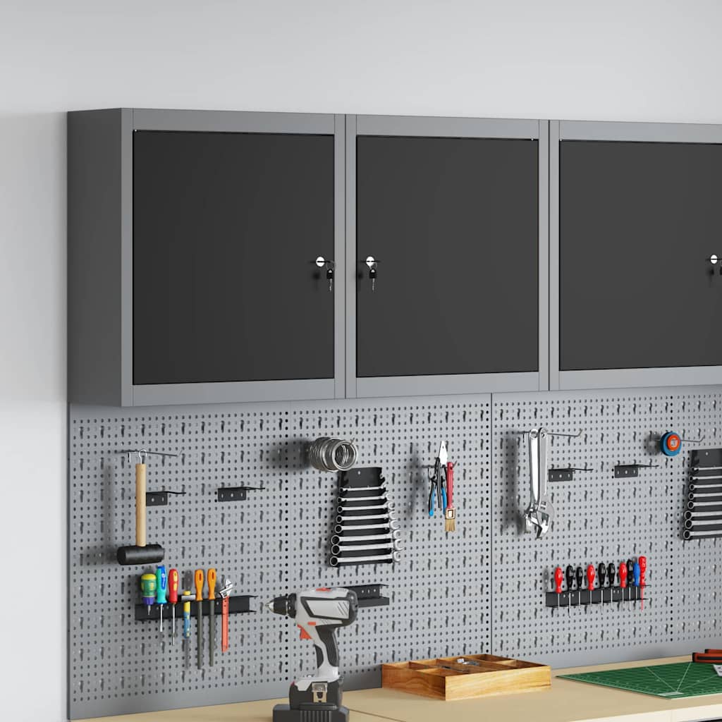 Vidaxxl Werkzeugschrank mit Regal schwarz und grau 50 x 20 x 55 cm