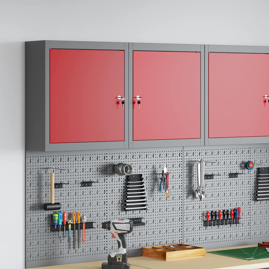 Vidaxx Werkzeugschrank mit Regal rot und grau 50 x 20 x 55 cm