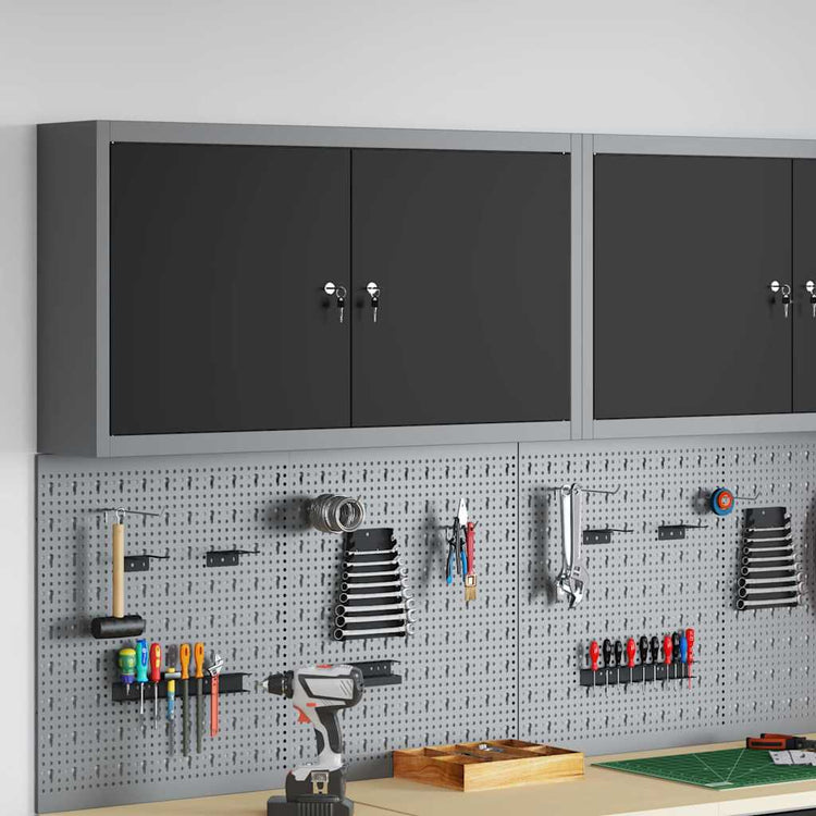 Vidaxxl Werkzeugschrank mit Regal schwarz und grau 50 x 20 x 55 cm