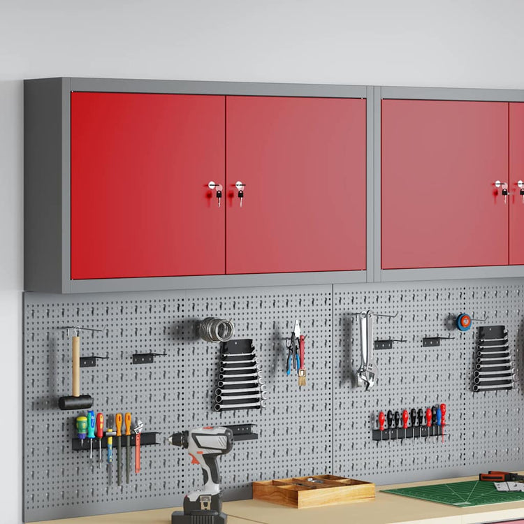 Vidaxx Werkzeugschrank mit Regal rot und grau 50 x 20 x 55 cm