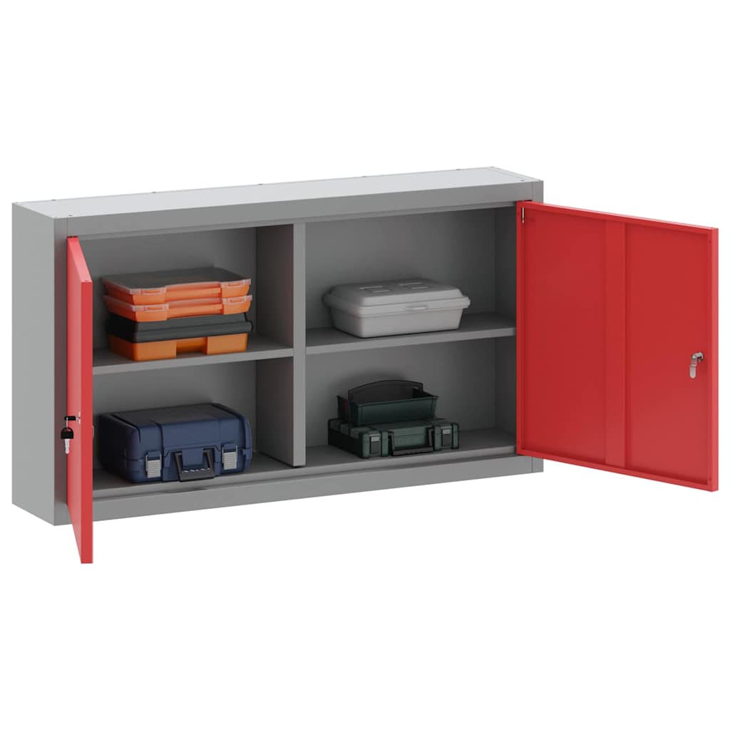 Vidaxx Werkzeugschrank mit Regal rot und grau 50 x 20 x 55 cm