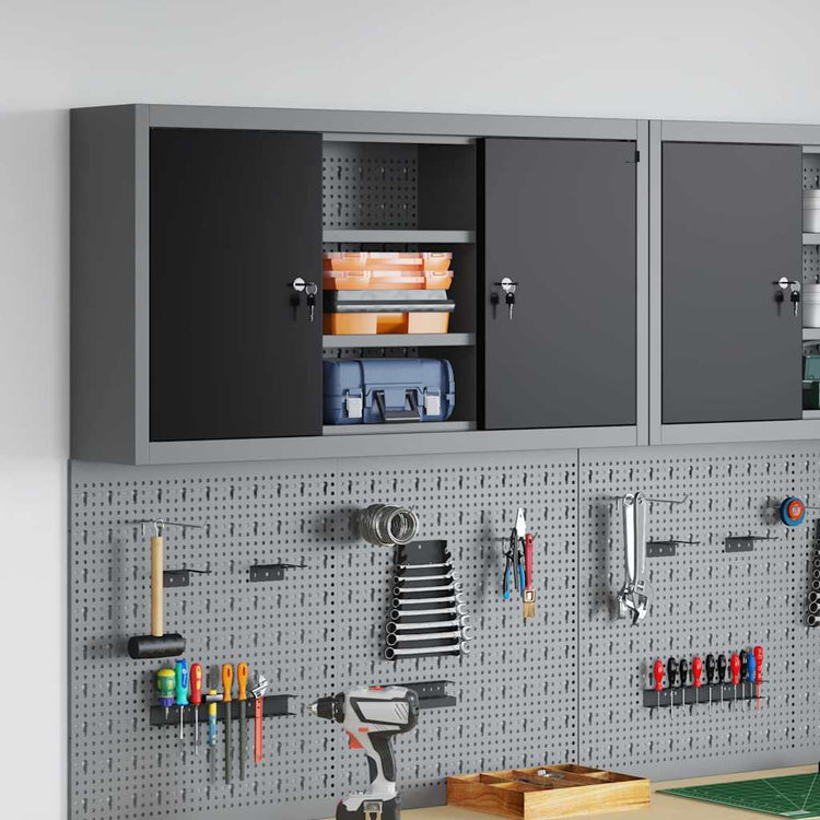 Vidaxxl Werkzeugschrank mit Regal schwarz und grau 50 x 20 x 55 cm