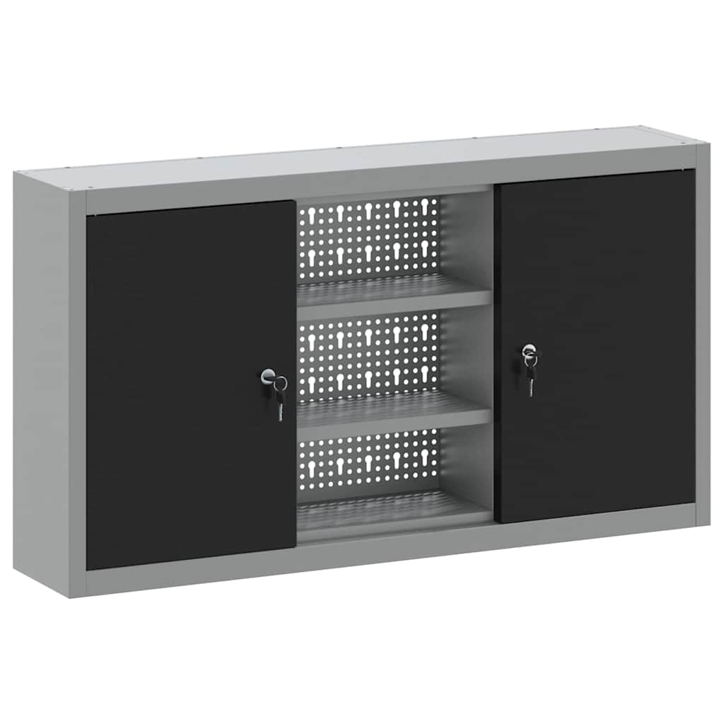 Vidaxxl Werkzeugschrank mit Regal schwarz und grau 50 x 20 x 55 cm