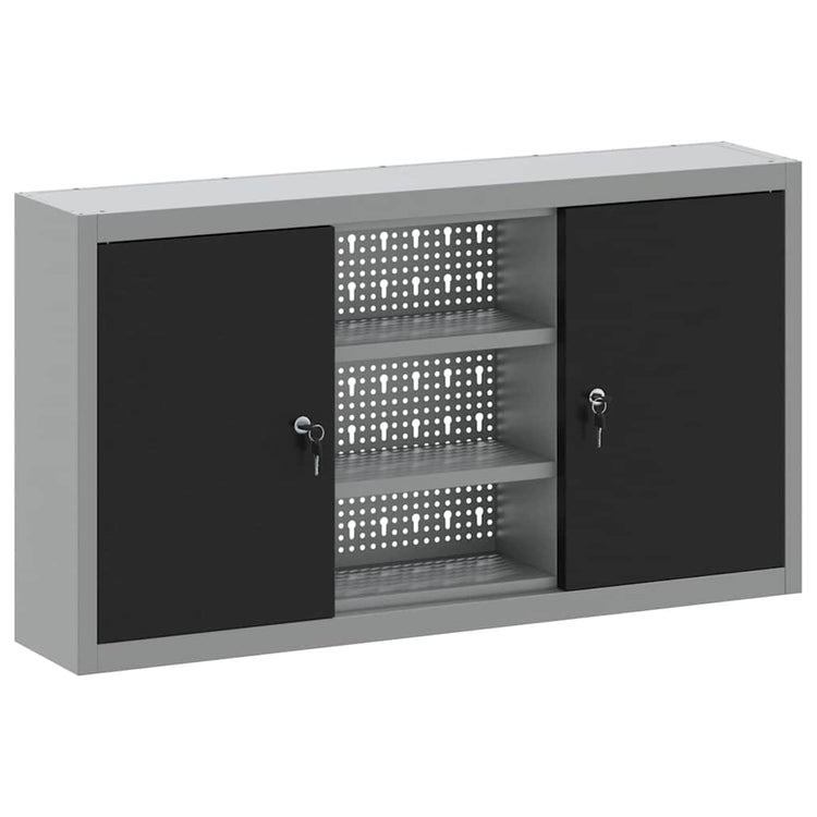 Vidaxxl Werkzeugschrank mit Regal schwarz und grau 50 x 20 x 55 cm