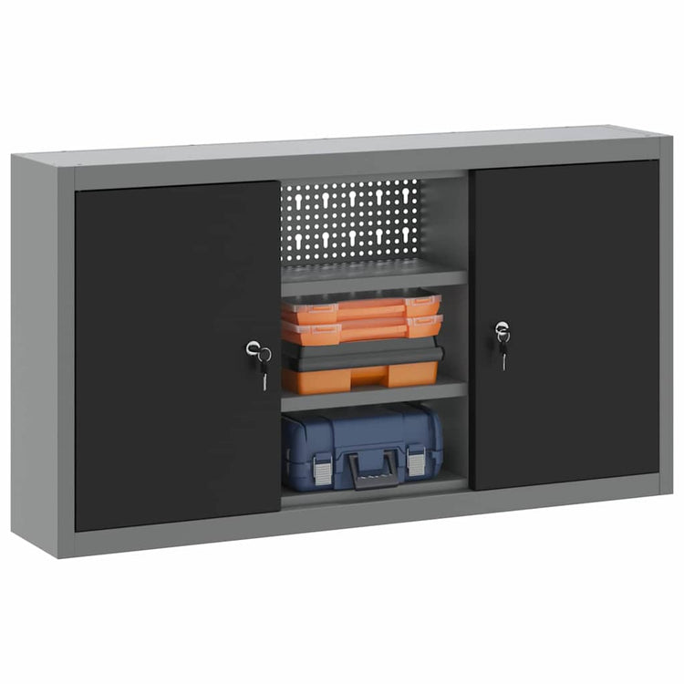 Vidaxxl Werkzeugschrank mit Regal schwarz und grau 50 x 20 x 55 cm