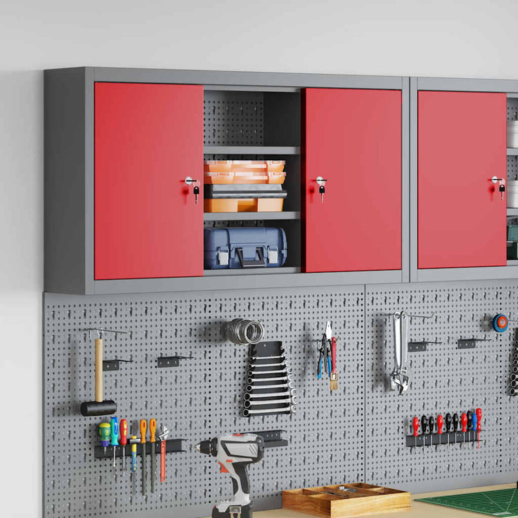 Vidaxxl Werkzeugschrank mit Regal rot und grau 50 x 20 x 55 cm