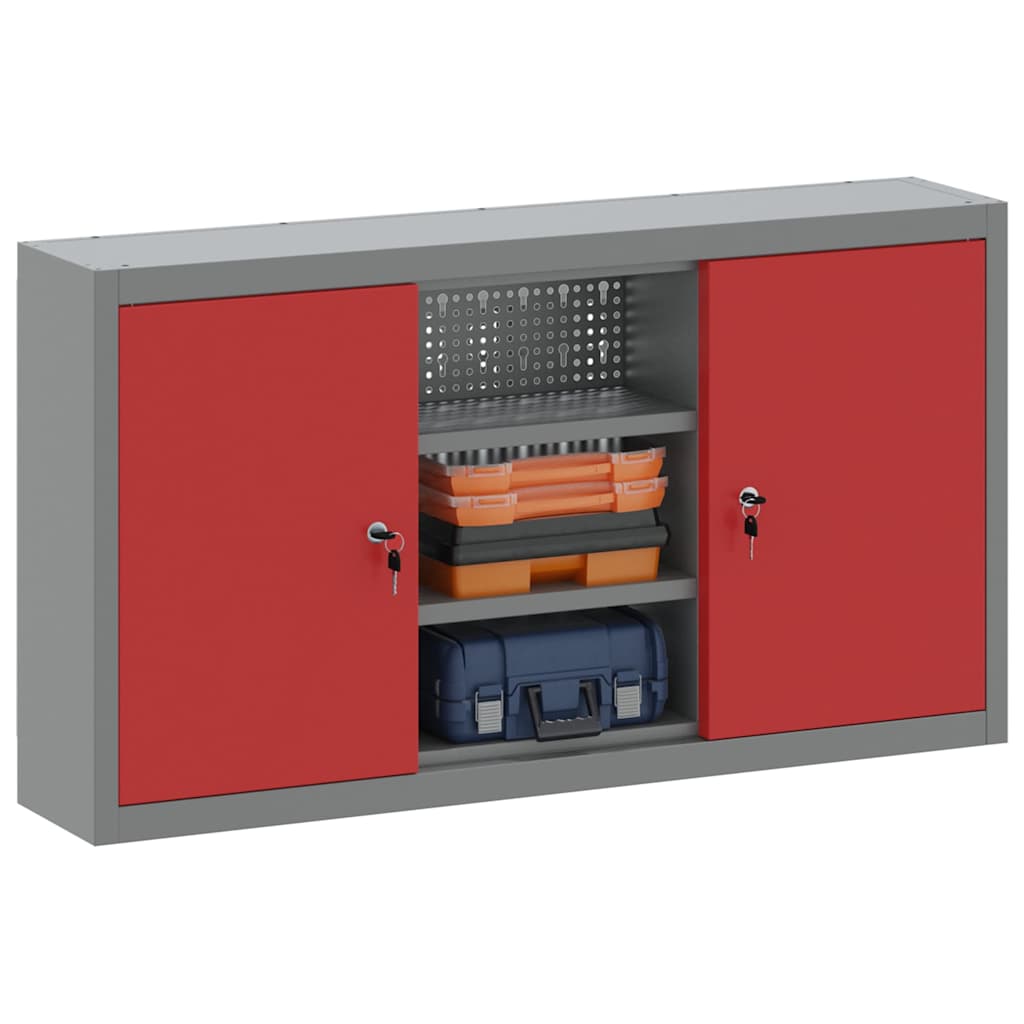 Vidaxxl Werkzeugschrank mit Regal rot und grau 50 x 20 x 55 cm