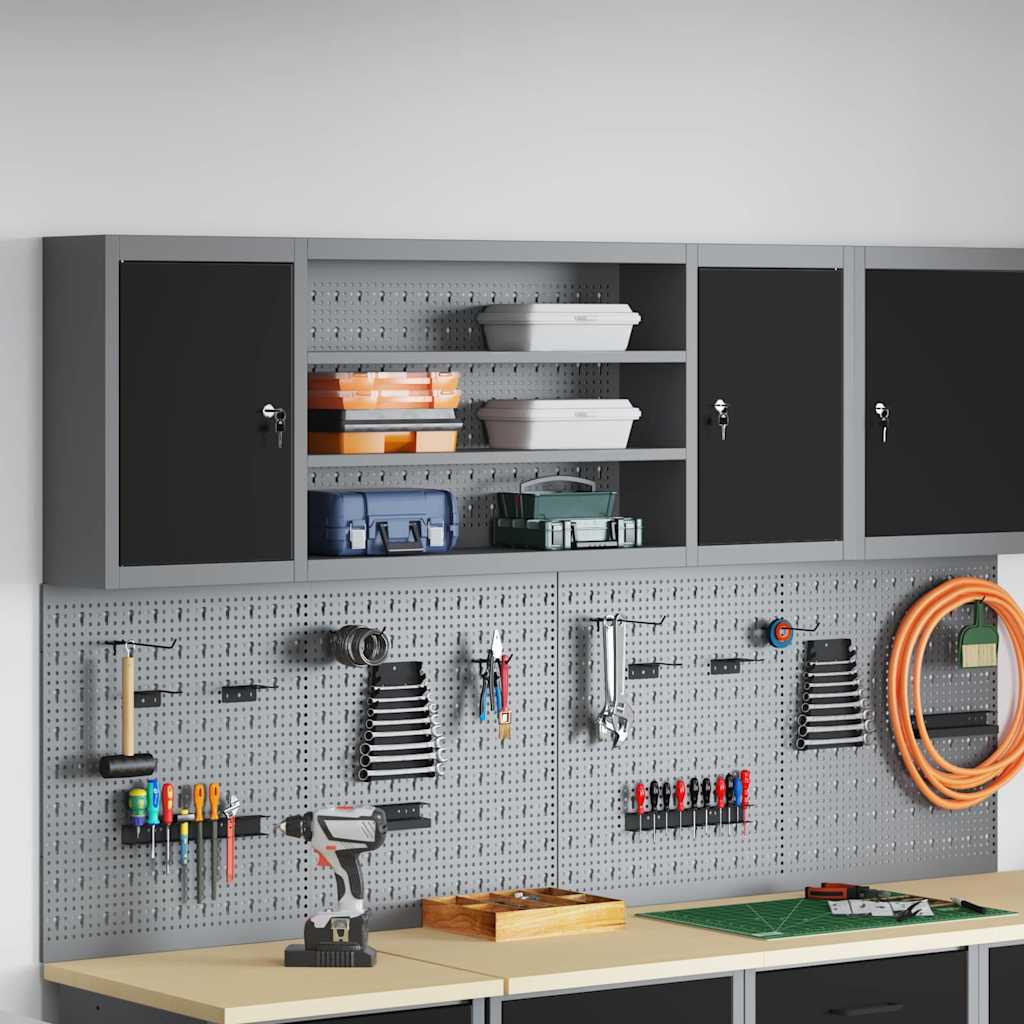Vidaxxl Werkzeugschrank mit Regal schwarz und grau 50 x 20 x 55 cm