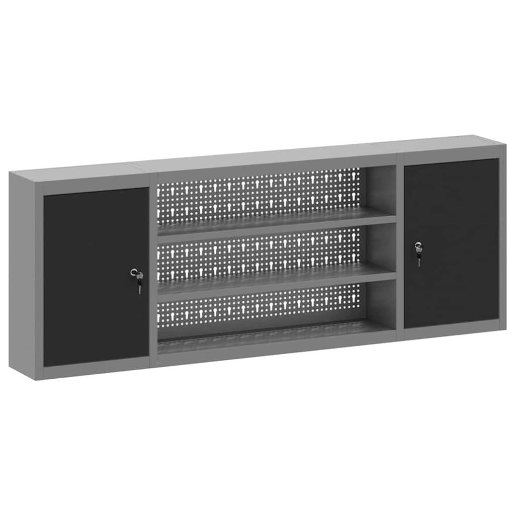 Vidaxxl Werkzeugschrank mit Regal schwarz und grau 50 x 20 x 55 cm