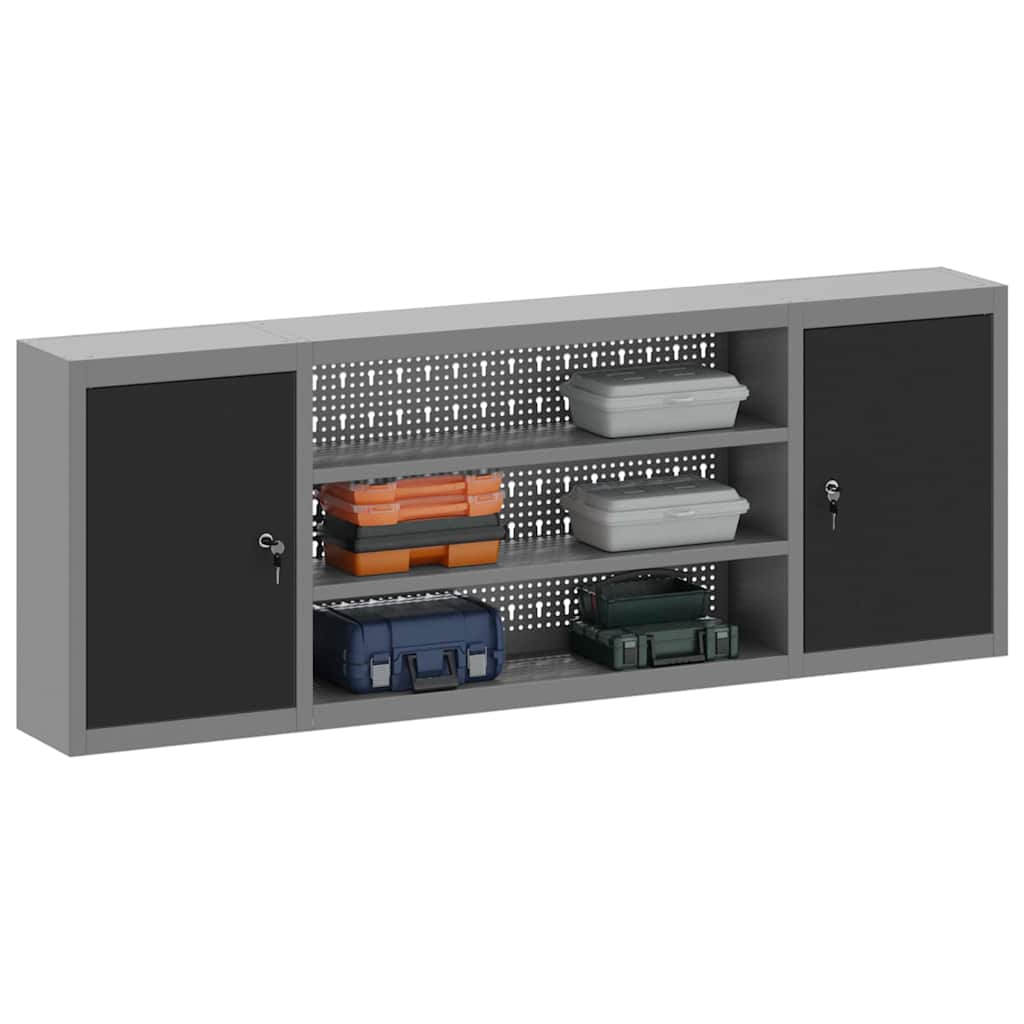 Vidaxxl Werkzeugschrank mit Regal schwarz und grau 50 x 20 x 55 cm