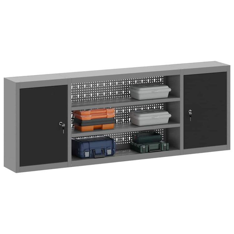 Vidaxxl Werkzeugschrank mit Regal schwarz und grau 50 x 20 x 55 cm