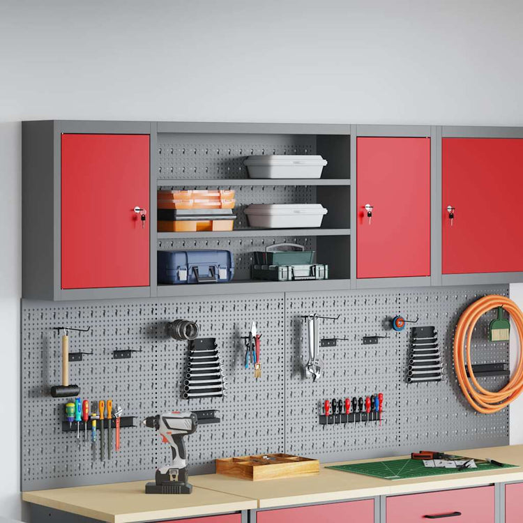 Vidaxx Werkzeugschrank mit Regal rot und grau 50 x 20 x 55 cm