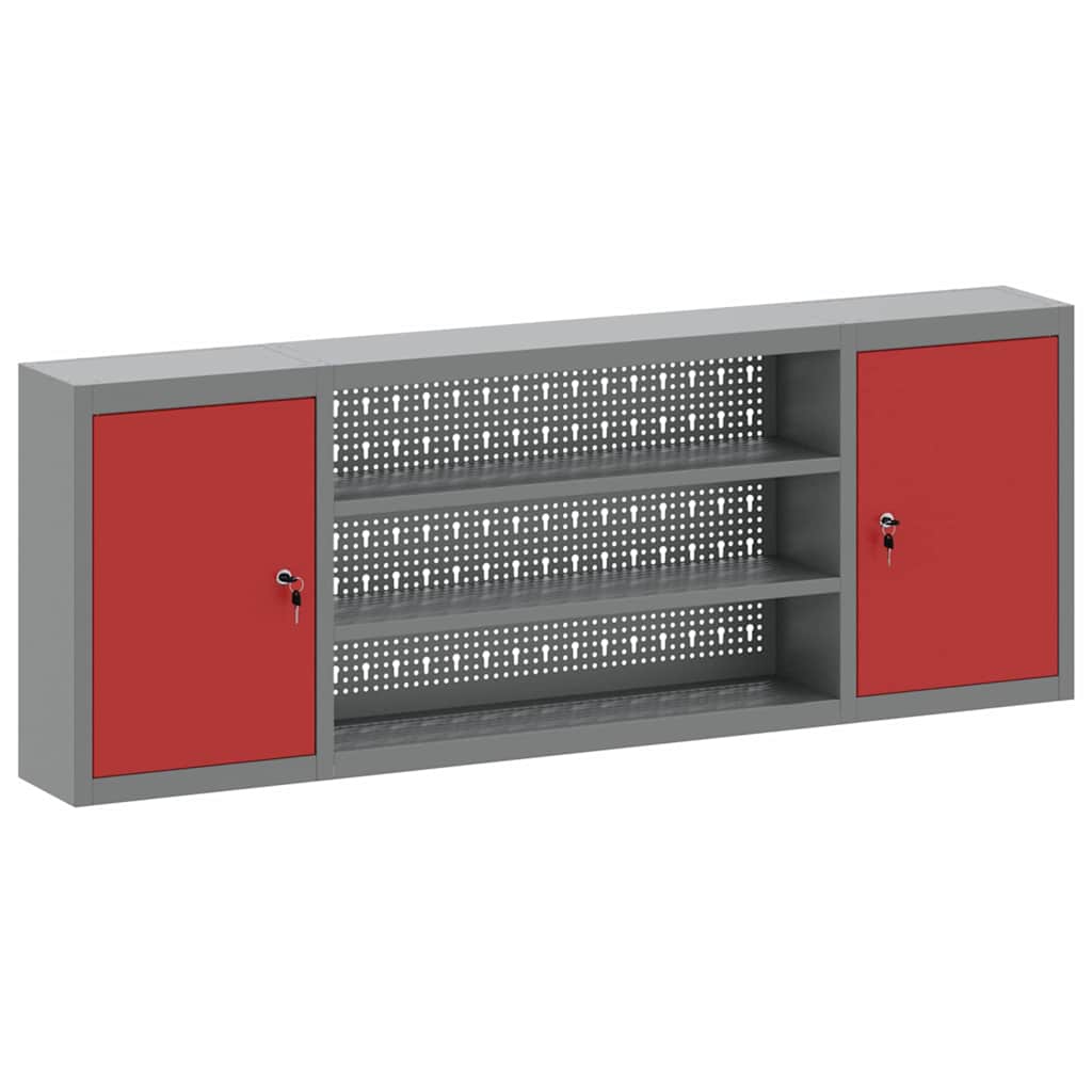 Vidaxx Werkzeugschrank mit Regal rot und grau 50 x 20 x 55 cm