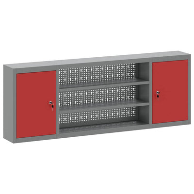 Vidaxx Werkzeugschrank mit Regal rot und grau 50 x 20 x 55 cm