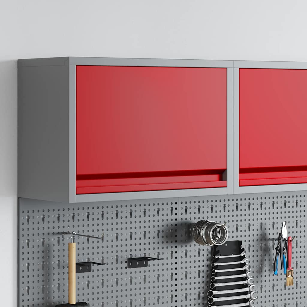 VidaXL Werkzeugschrank mit Stauraum Rot und Grau 50 x 25 x 35 cm