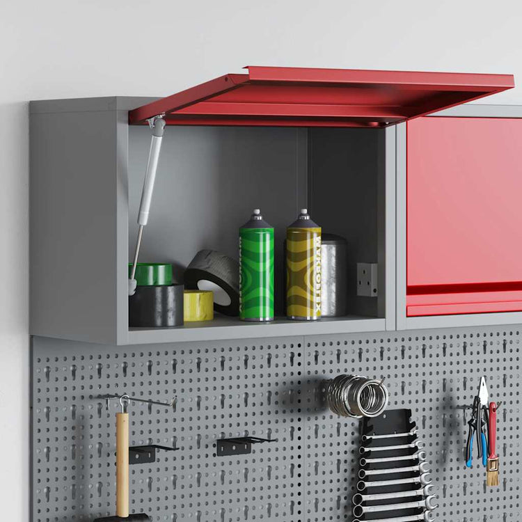 VidaXL Werkzeugschrank mit Stauraum Rot und Grau 50 x 25 x 35 cm