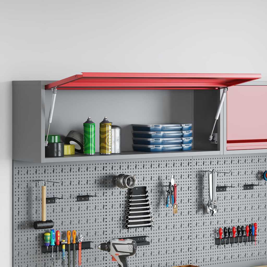 Vidaxxl Werkzeugschrank mit Stauraum Rot und Grau 100 x 25 x 35 cm