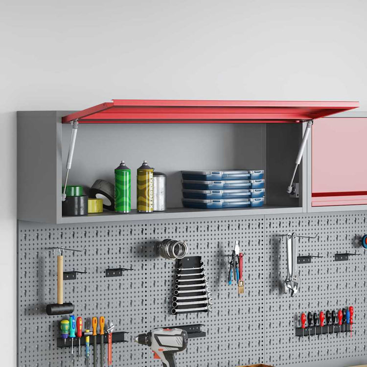 Vidaxxl Werkzeugschrank mit Stauraum Rot und Grau 100 x 25 x 35 cm