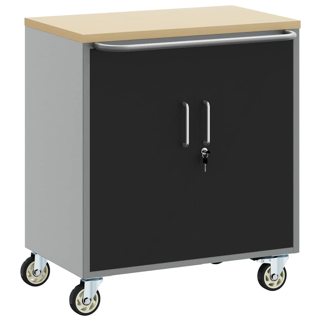 Vidaxxl Werkbank mit Regal mit Rad schwarz und grau 75 x 45 x 85 cm